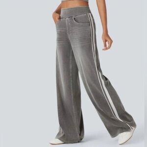 HALARA Flex High Waist Wide Leg Gray Denim Side Stripe Jeans Women’s SP M XL